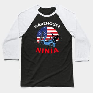 Forklift Ninja, Warehouse Ninja WBR American Flag Forklift Shirt Baseball T-Shirt